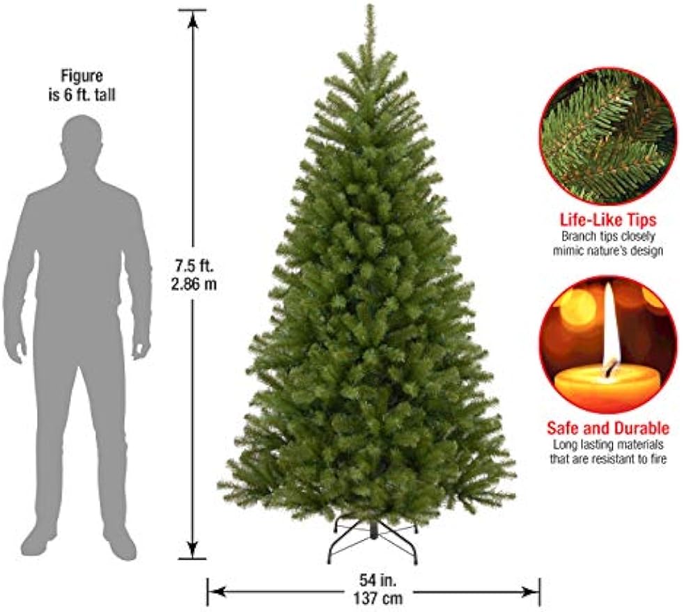 National Tree Company Artificial Full Christmas Tree, Green, North Valley Spruce, Includes Stand, 7.5 Feet