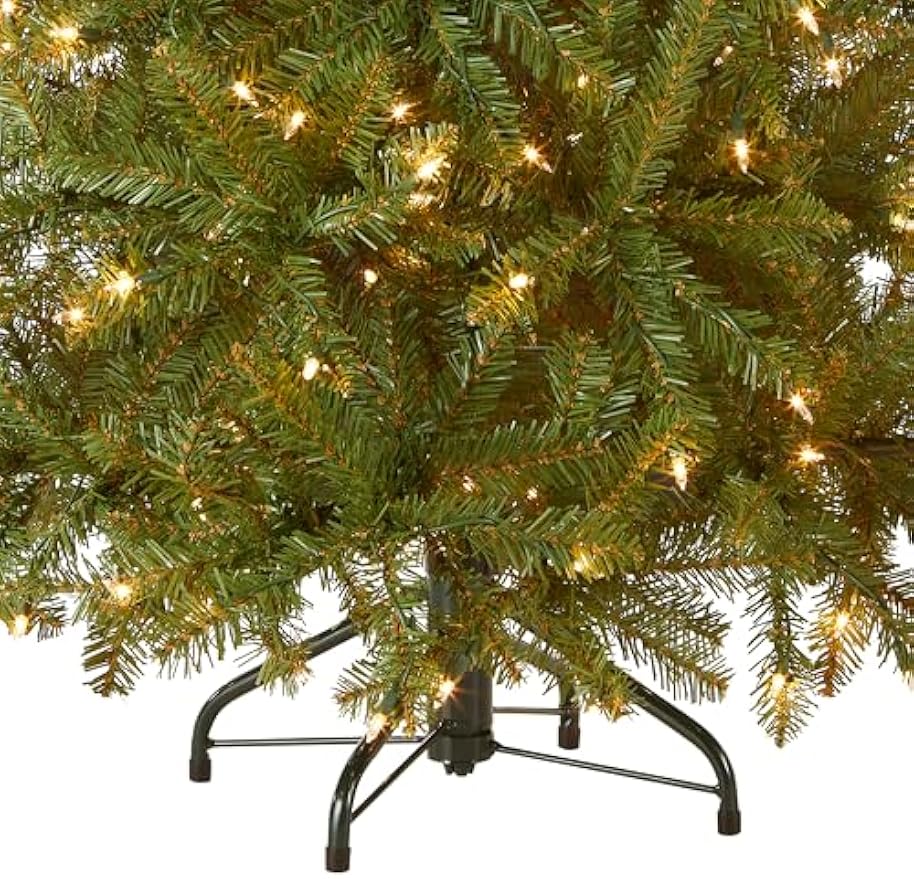 National Tree Company Pre-Lit Artificial Mini Christmas Tree, Green, Dunhill Fir, White Lights, Includes Stand, 4 Feet