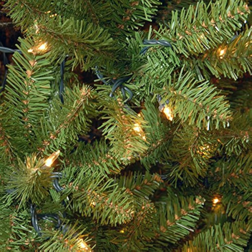 National Tree Company Artificial Pre-Lit Slim Christmas Tree, Green, Kingswood Fir, White Lights, Includes Stand, 6.5 Feet