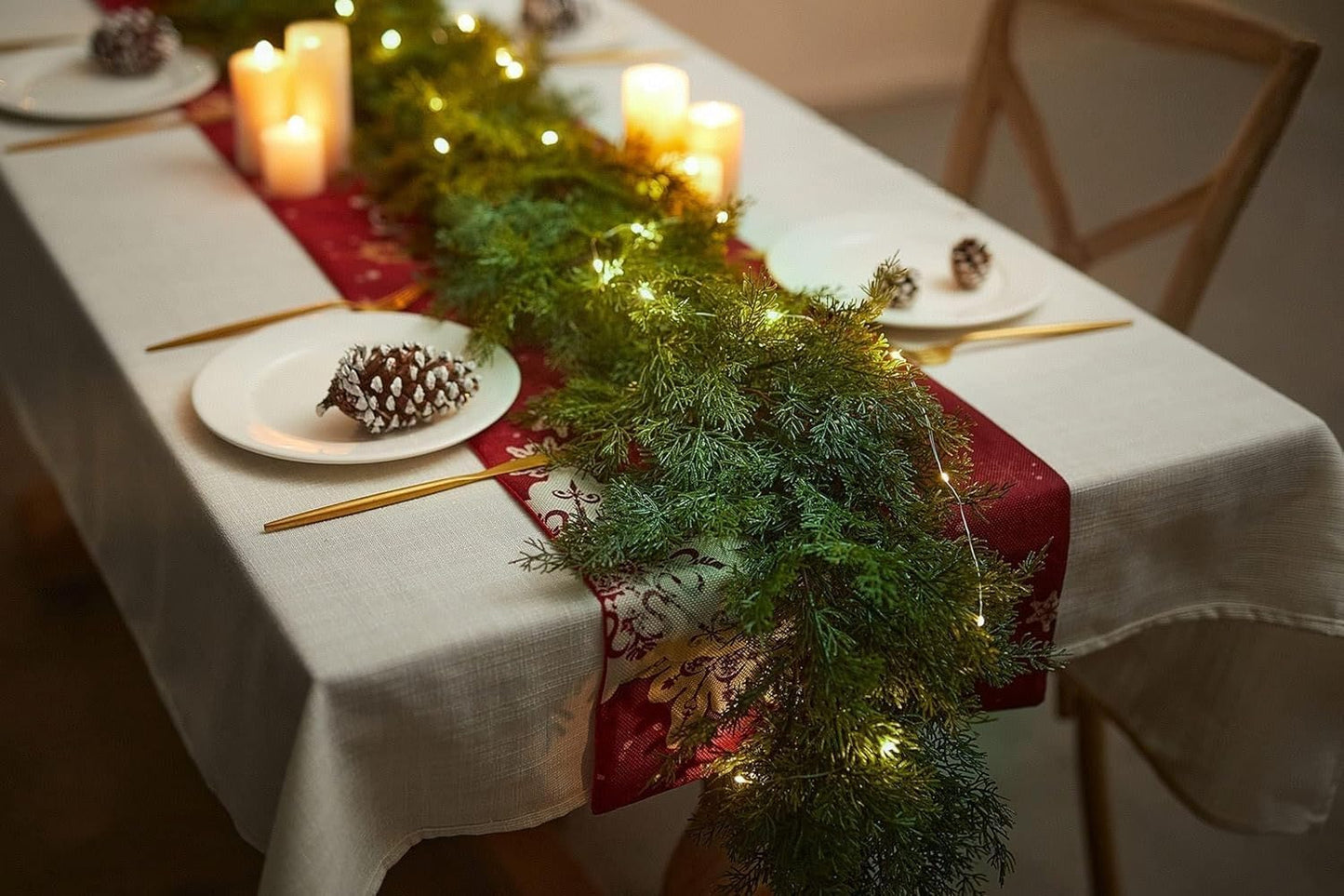 6.3FT Christmas 144 Branch Tips Cedar Garlands, Anna's Whimsy Artificial Pine Cypress Greenery Garland, Decorations Holiday Indoor Outdoor Christmas Decor Winter Garland