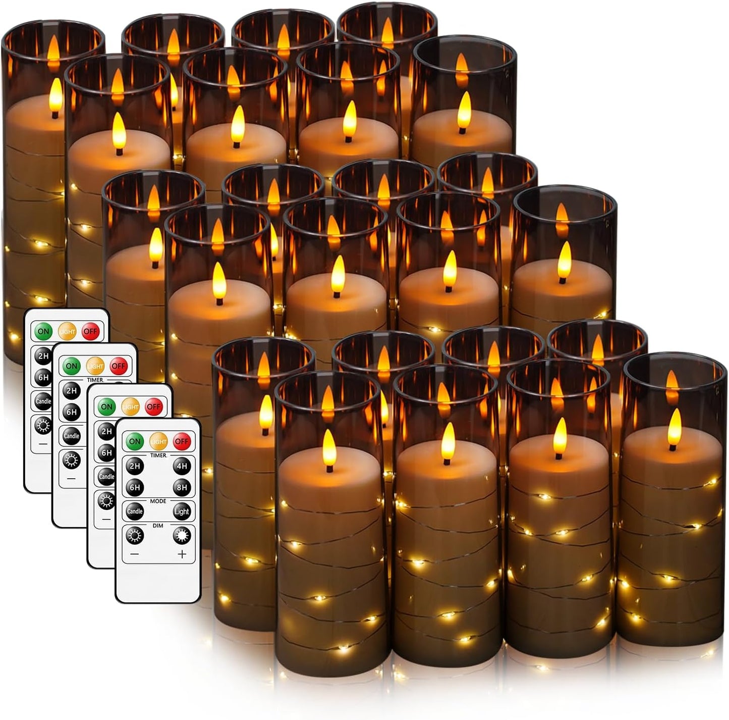 Flameless LED Candles with Timer 5 Pc Flickering Flameless Candles for Romantic Ambiance and Home Decoration Stable Acrylic Shell,with Embedded Star String,Battery Operated Candles(Red)