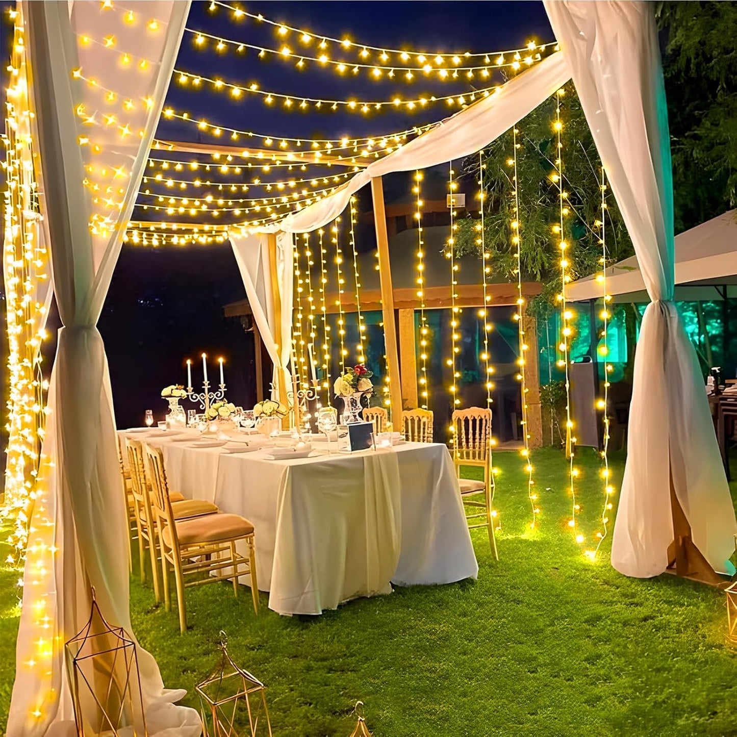 KNONEW 403ft 1000 LED Christmas String Lights Outdoor 8 Modes & Timer Fairy Light Plug in Waterproof LED String Lights for Xmas Yard Tree Wedding Party Holiday Decorations (Warm White)