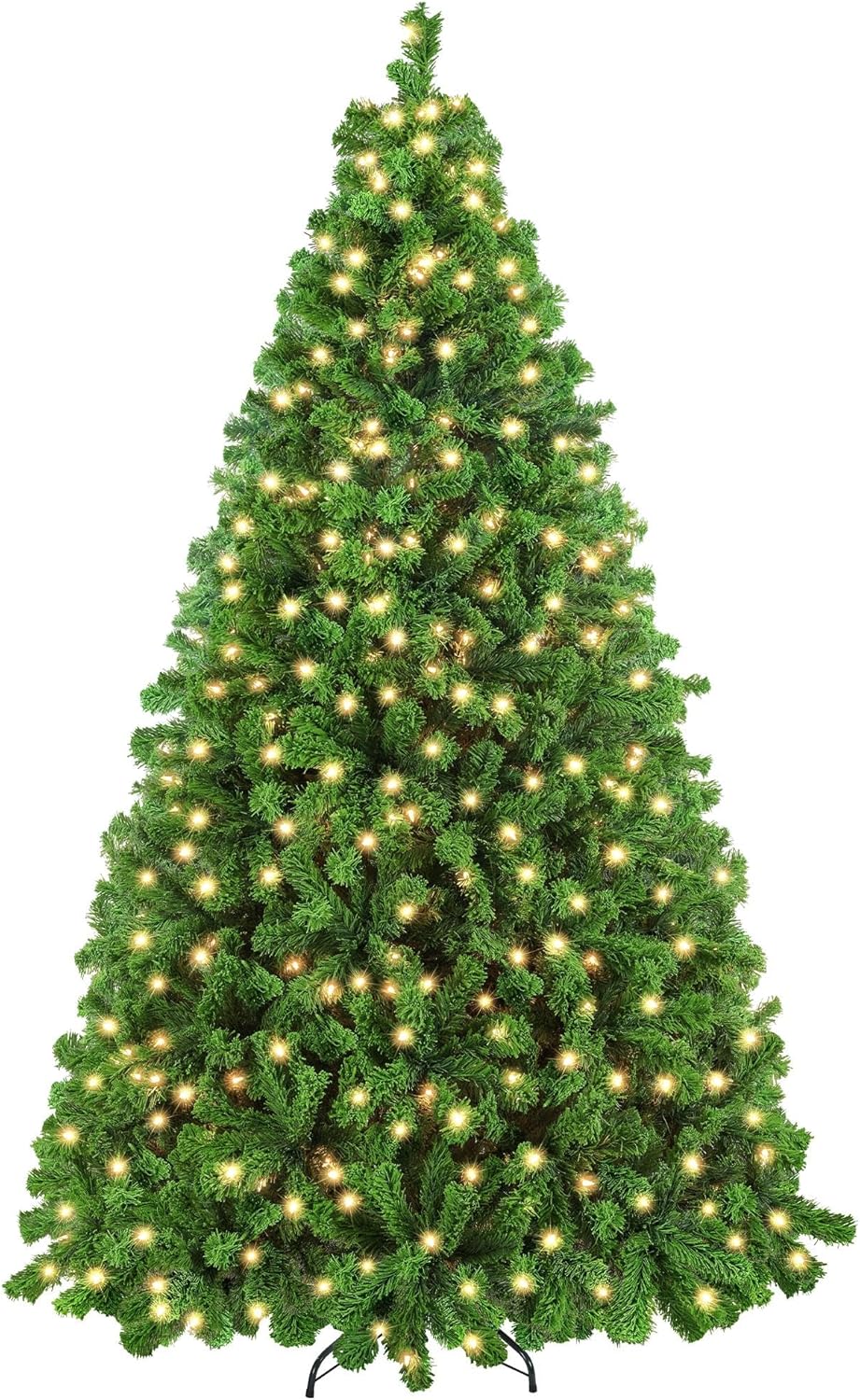 Yaheetech 6ft Pre-lit Artificial Christmas Tree with Incandescent Warm White Lights, Snow Flocked Full Prelighted Xmas Tree W/820 Branch Tips, 250 Incandescent Lights & Foldable Stand, Green & White