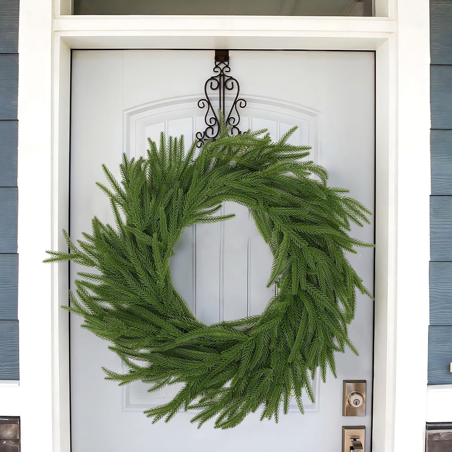 Hananona 2 Pcs 6 Ft Artificial Norfolk Pine Garlands, Real Touch Winter Pine Garland, Green Artificial Greenery Garland for Table, Mantle, Wall, Indoor, Outdoor Christmas Decorations (2, 6 FT)