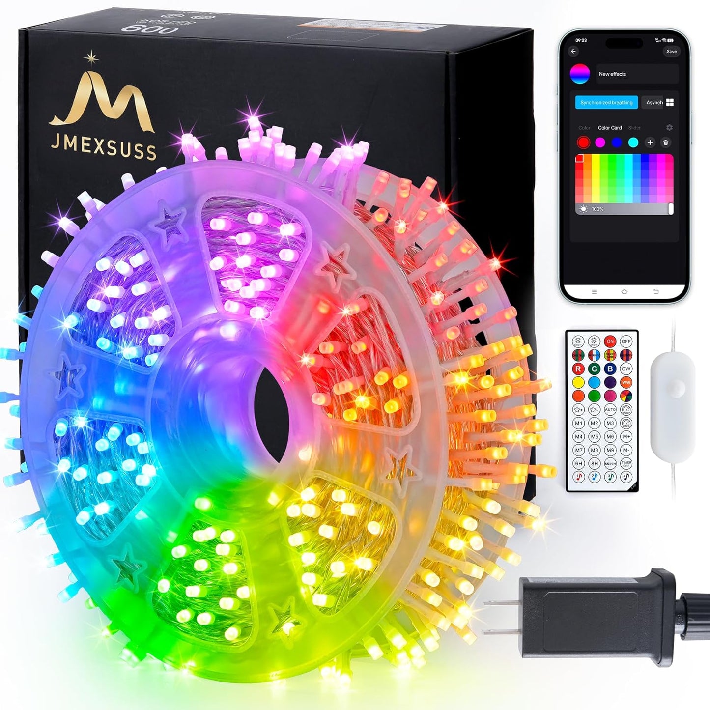 JMEXSUSS 168FT 600 LED Christmas Lights Outdoor Waterproof 8 Modes Indoor String Lights for Outside Warm White Christmas Tree Lights Plug in for Bedroom Wedding Party Holiday Classroom Decorations