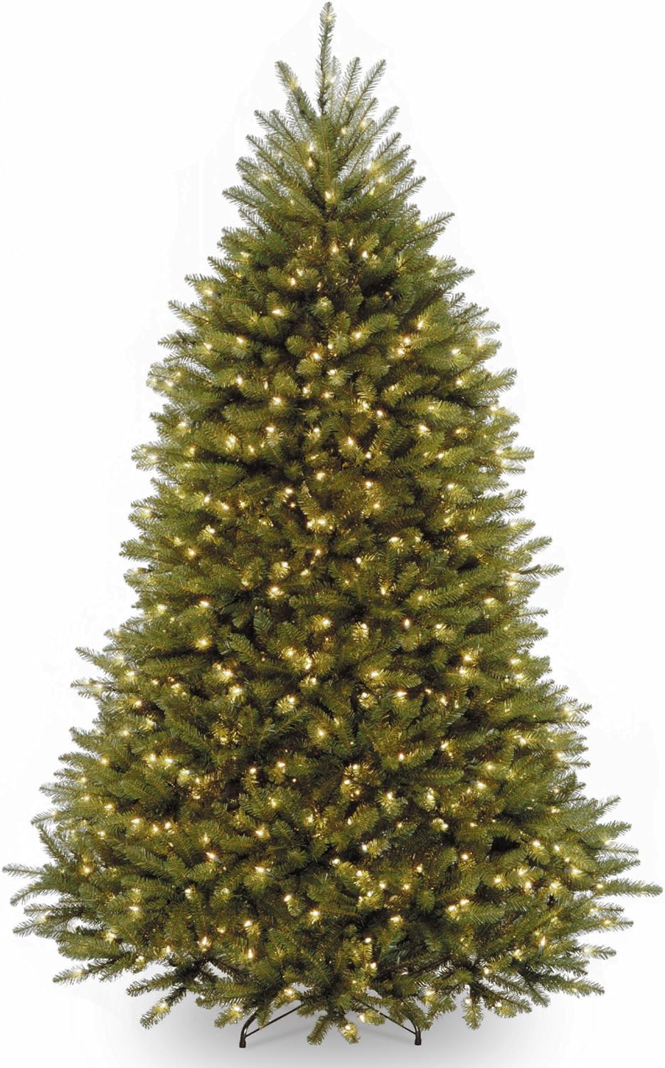 National Tree Company Pre-Lit Artificial Full Christmas Tree, Green, Dunhill Fir, White Lights, Includes Stand, 6.5 Feet