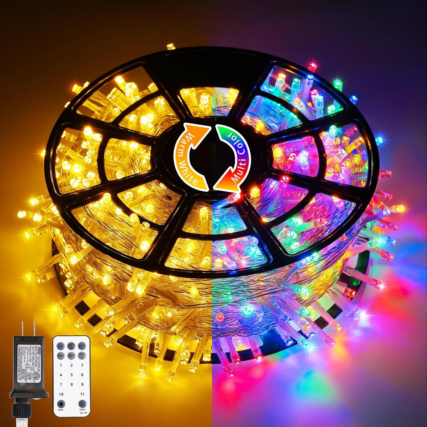 JMEXSUSS 168FT 600 LED Christmas Lights Outdoor Waterproof 8 Modes Indoor String Lights for Outside Warm White Christmas Tree Lights Plug in for Bedroom Wedding Party Holiday Classroom Decorations