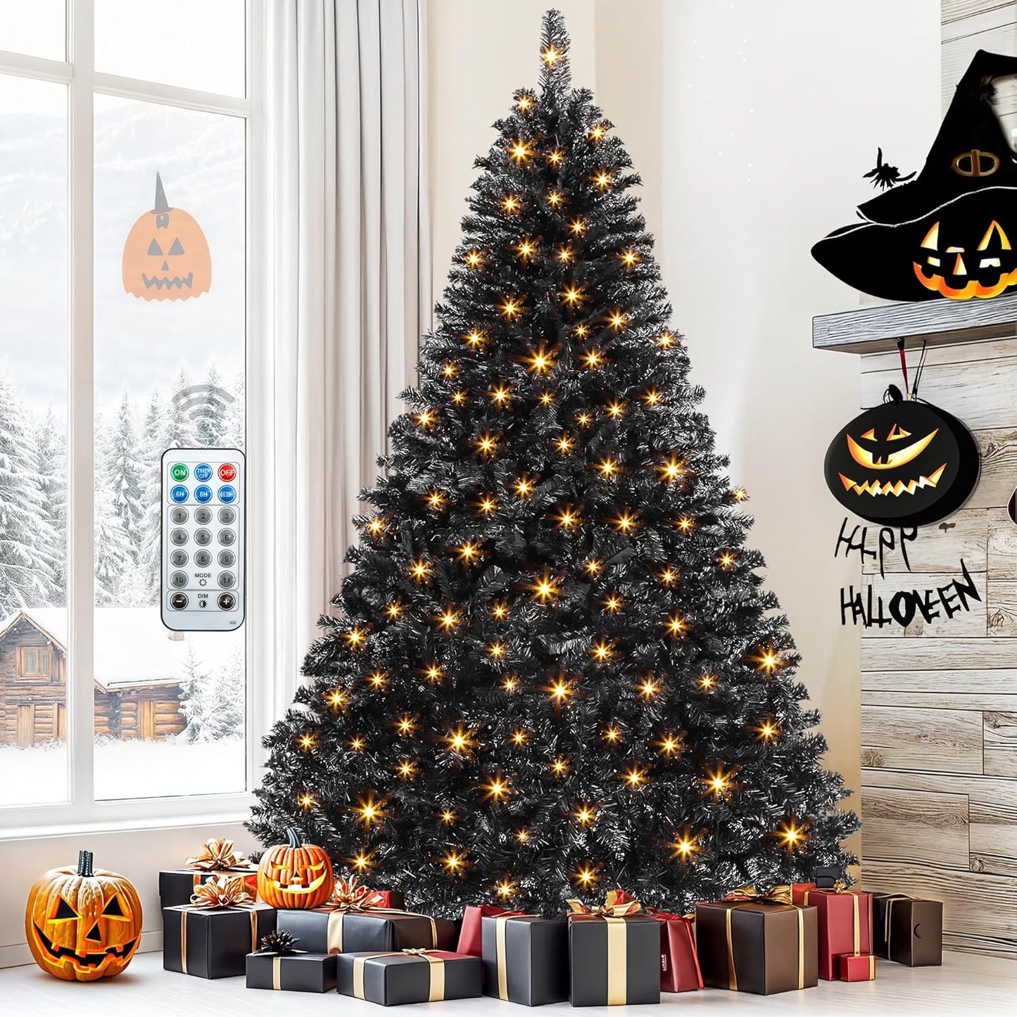 DWVO 6ft Pre-lit Artificial Christmas Tree, Spruce Prelit Christmas Trees for Home, Office, Party with 1000 Thickened Branch Tips & 250 UL Listed Lights Green, Automatic Branches with Remote Control