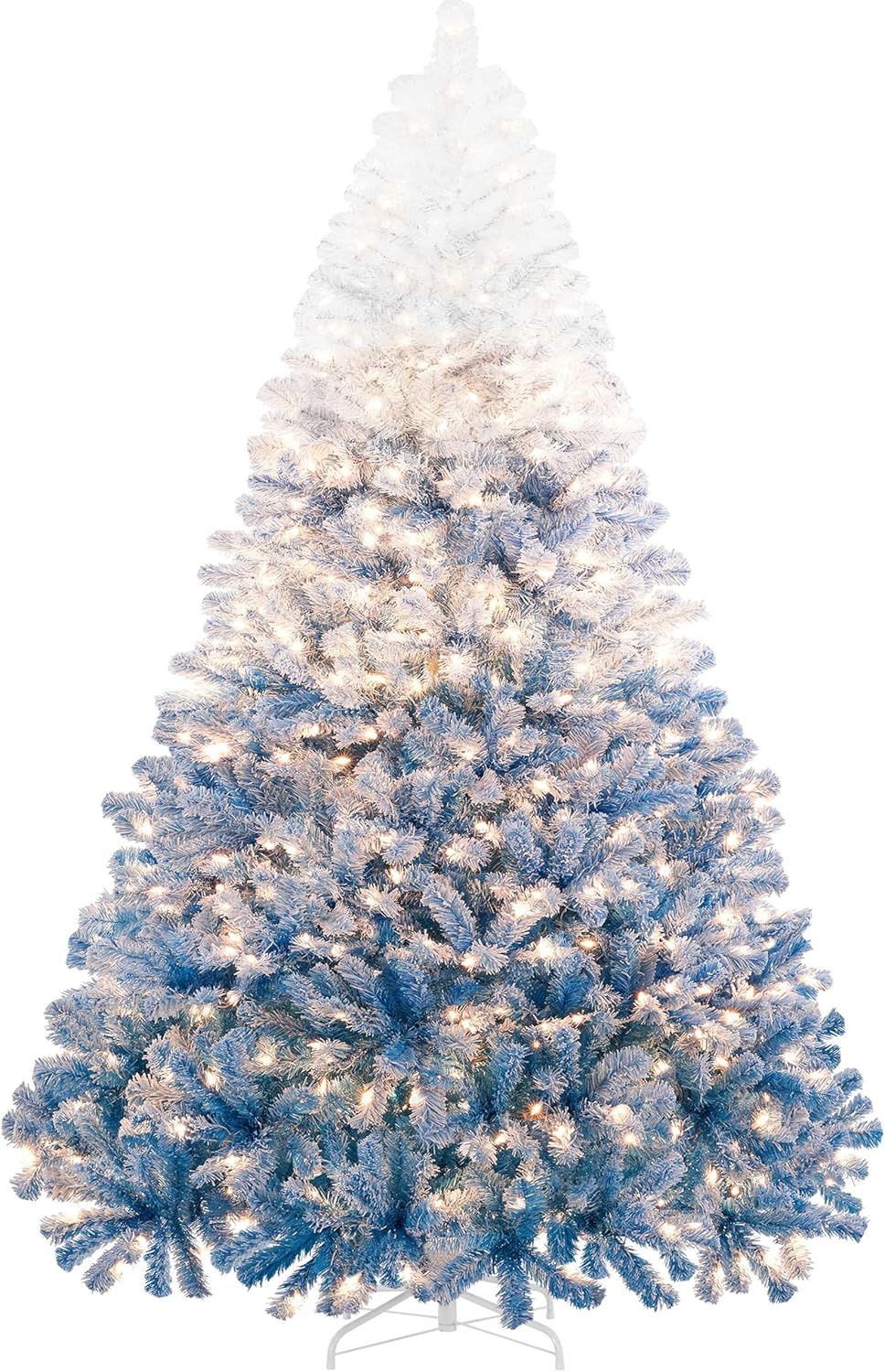 Yaheetech 6ft Pre-lit Artificial Christmas Tree with Incandescent Warm White Lights, Snow Flocked Full Prelighted Xmas Tree W/820 Branch Tips, 250 Incandescent Lights & Foldable Stand, Green & White
