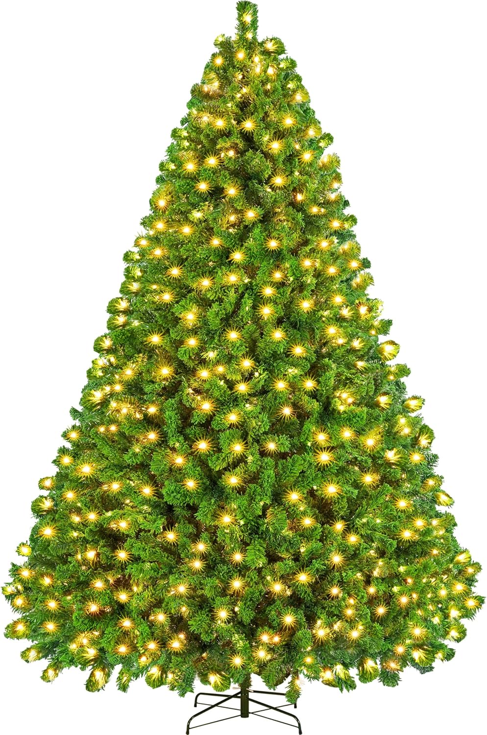 Yaheetech 6ft Pre-lit Artificial Christmas Tree with Incandescent Warm White Lights, Snow Flocked Full Prelighted Xmas Tree W/820 Branch Tips, 250 Incandescent Lights & Foldable Stand, Green & White