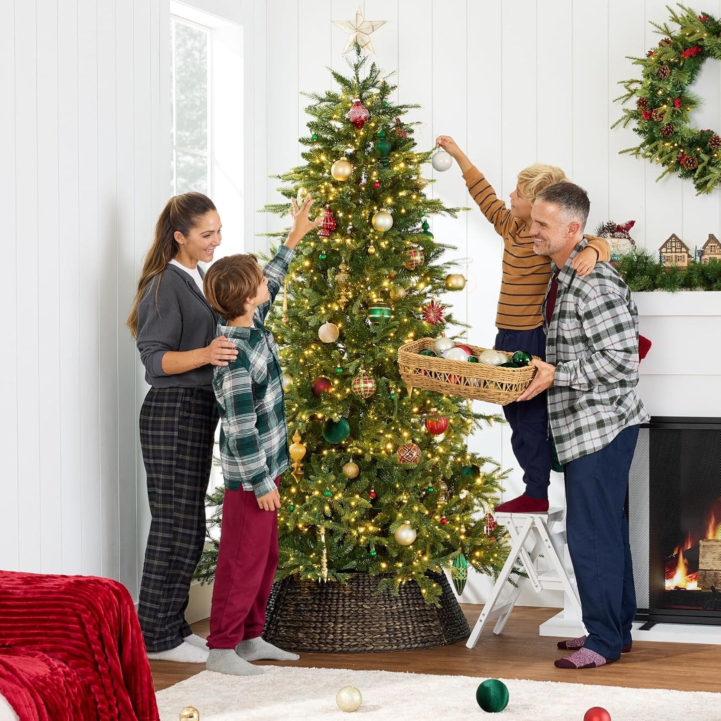 Best Choice Products Full Aspen Christmas Tree, 9ft Pre-lit Noble Fir w/ 2,000 Super Bright Twinkling Micro LED Lights, 2-in-1 White & Multicolor