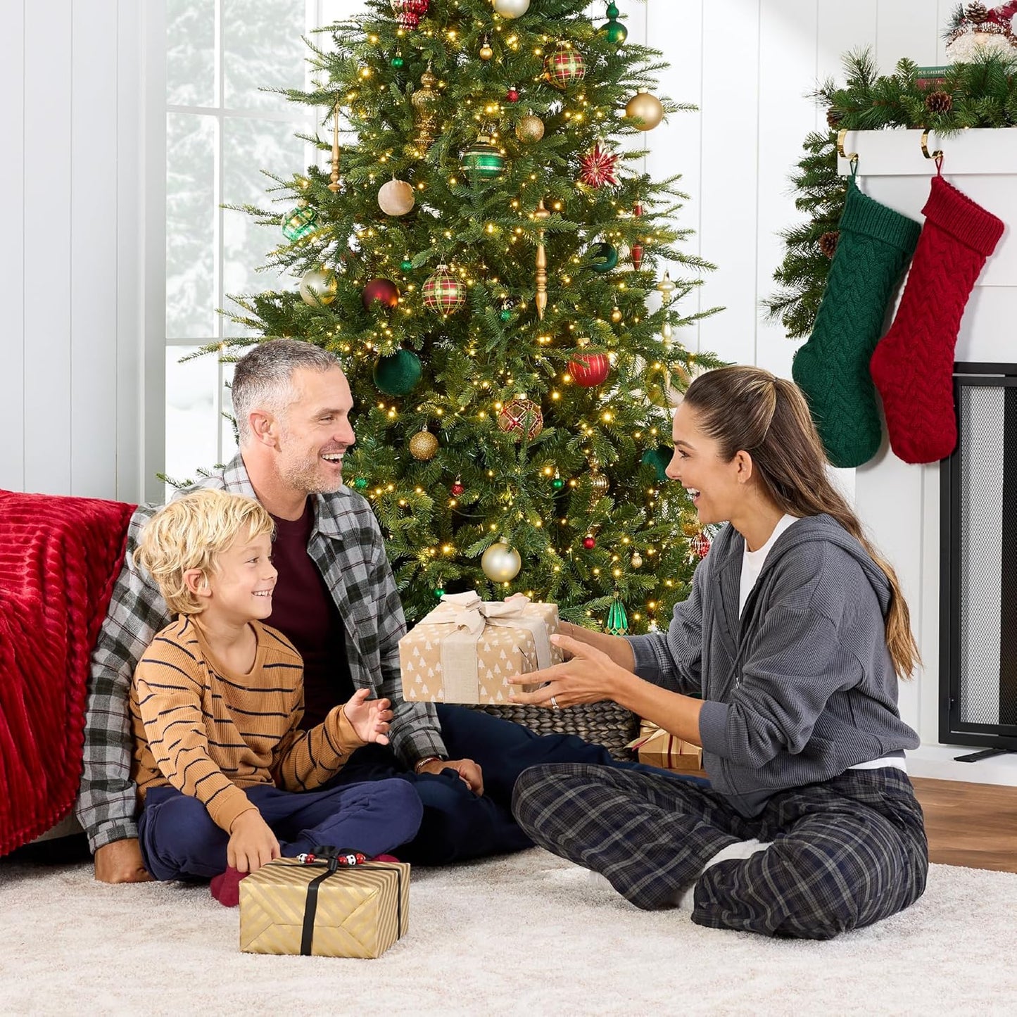 Best Choice Products Full Aspen Christmas Tree, 9ft Pre-lit Noble Fir w/ 2,000 Super Bright Twinkling Micro LED Lights, 2-in-1 White & Multicolor