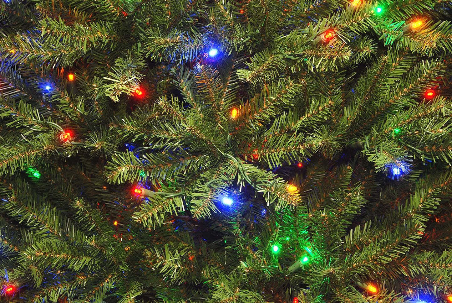 National Tree Company Pre-Lit Artificial Full Christmas Tree, Green, Dunhill Fir, Dual Color LED Lights, Includes Stand, 7.5 Feet, Dual Colored Lights