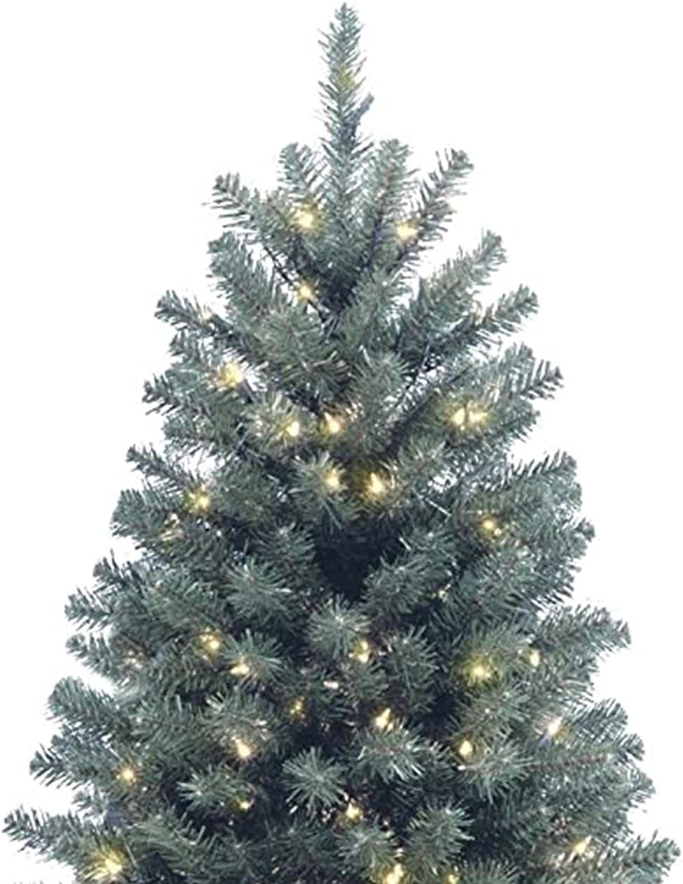 National Tree Company Pre-Lit Artificial Full Christmas Tree, Blue, North Valley Spruce, White Lights, Includes Stand, 7.5 Feet