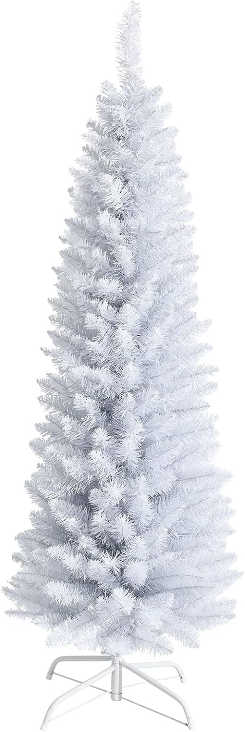 Giantex, Green Artificial Pencil Christmas, Premium Hinged Pine Tree with Solid Metal Legs, Perfect for Home, Shops and Holiday Decoration, (5FT) (Artificial Pencil Christmas Tree)