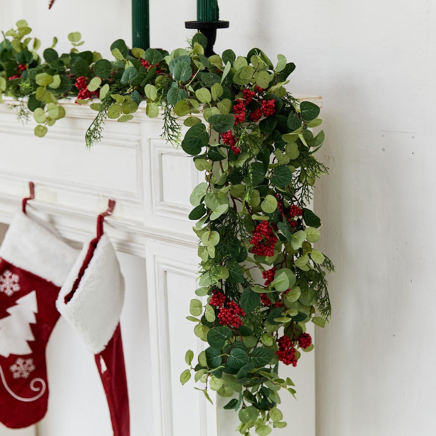 6.3FT Christmas 144 Branch Tips Cedar Garlands, Anna's Whimsy Artificial Pine Cypress Greenery Garland, Decorations Holiday Indoor Outdoor Christmas Decor Winter Garland
