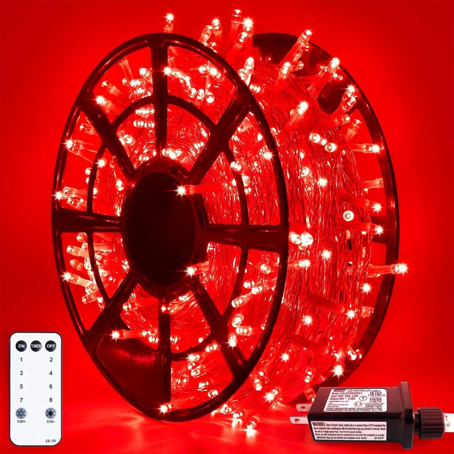 JMEXSUSS 163ft 500 LED Warm White Christmas Lights Outdoor, Plug-in Outdoor String Lights for Classroom, Clear Wire 8 Modes Remote Control Christmas Tree Lights for Christmas Bedroom Tree Classroom