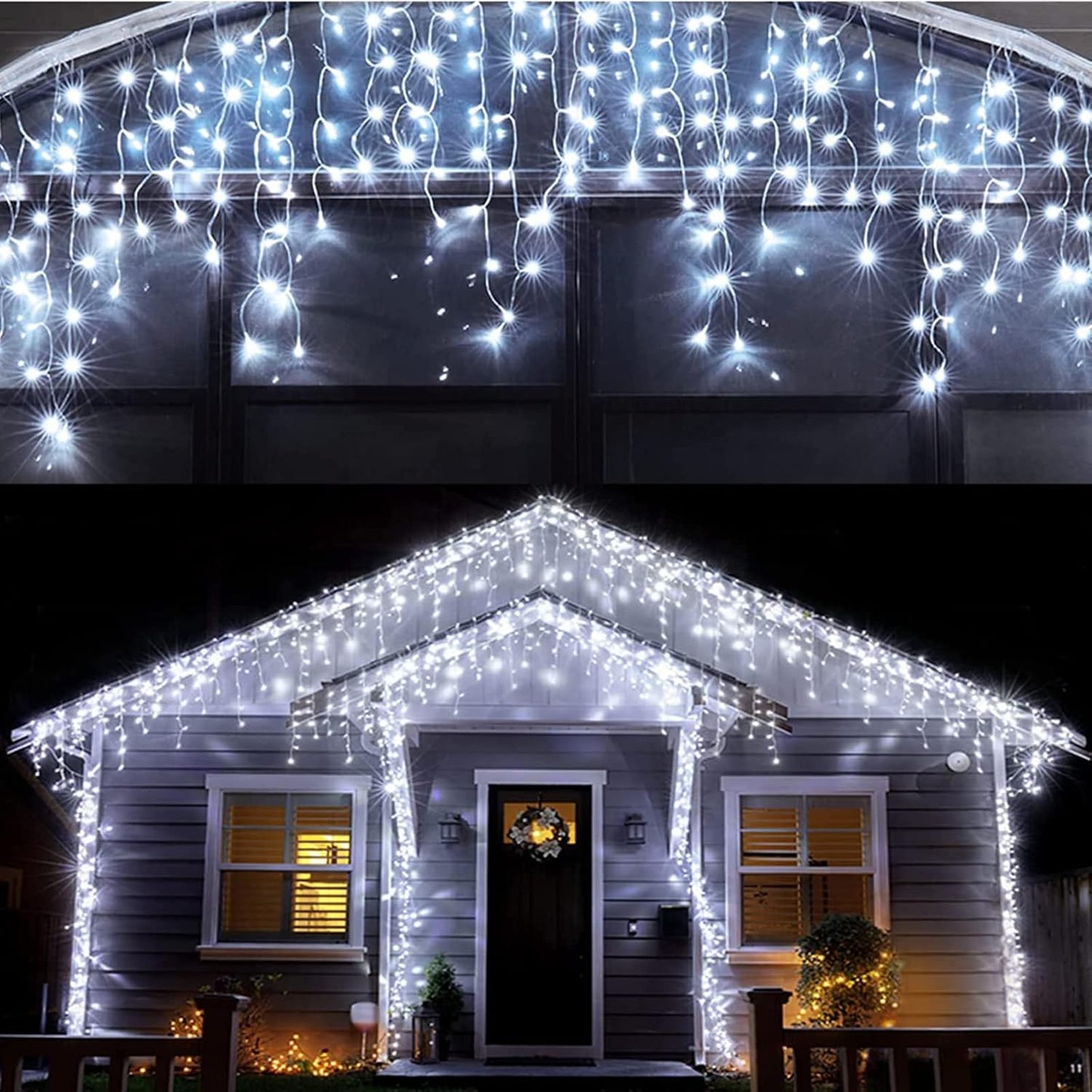 Led Christmas Lights Outdoor Christmas Decorations Hanging Light 400LED 8 Modes 75 Drops, Waterproof Outdoor Indoor Fairy Christmas Lights for Party, Holiday, Wedding Decorations (CoolWhite)