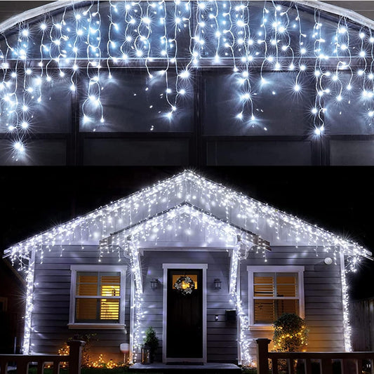 Led Christmas Lights Outdoor Christmas Decorations Hanging Light 400LED 8 Modes 75 Drops, Waterproof Outdoor Indoor Fairy Christmas Lights for Party, Holiday, Wedding Decorations (CoolWhite)