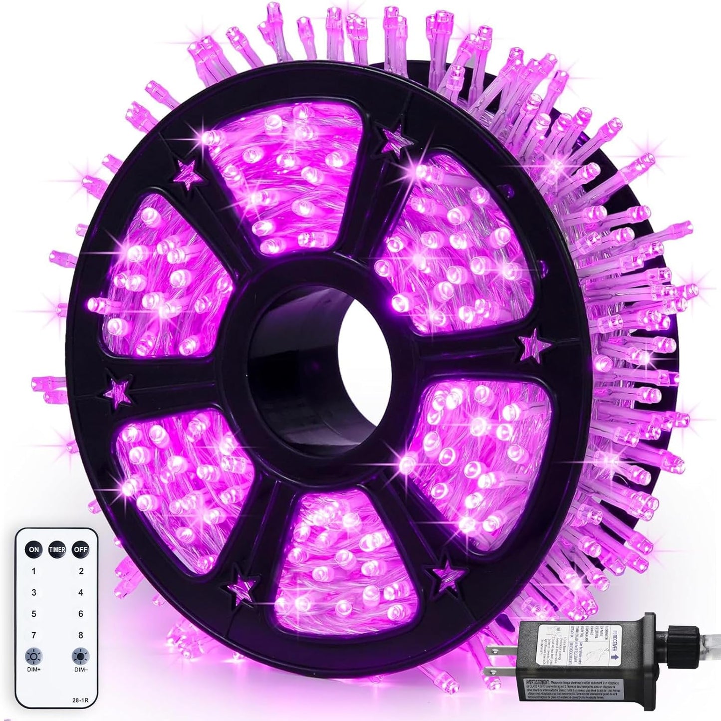 JMEXSUSS 163ft 500 LED Warm White Christmas Lights Outdoor, Plug-in Outdoor String Lights for Classroom, Clear Wire 8 Modes Remote Control Christmas Tree Lights for Christmas Bedroom Tree Classroom