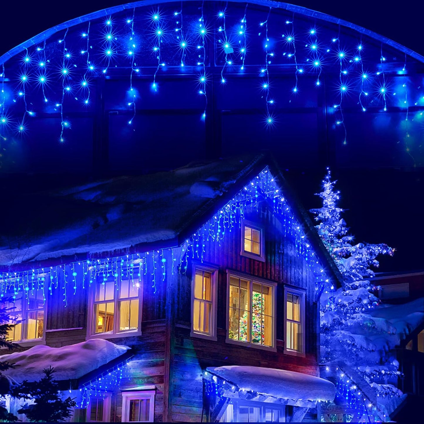 Led Christmas Lights Outdoor Christmas Decorations Hanging Light 400LED 8 Modes 75 Drops, Waterproof Outdoor Indoor Fairy Christmas Lights for Party, Holiday, Wedding Decorations (CoolWhite)