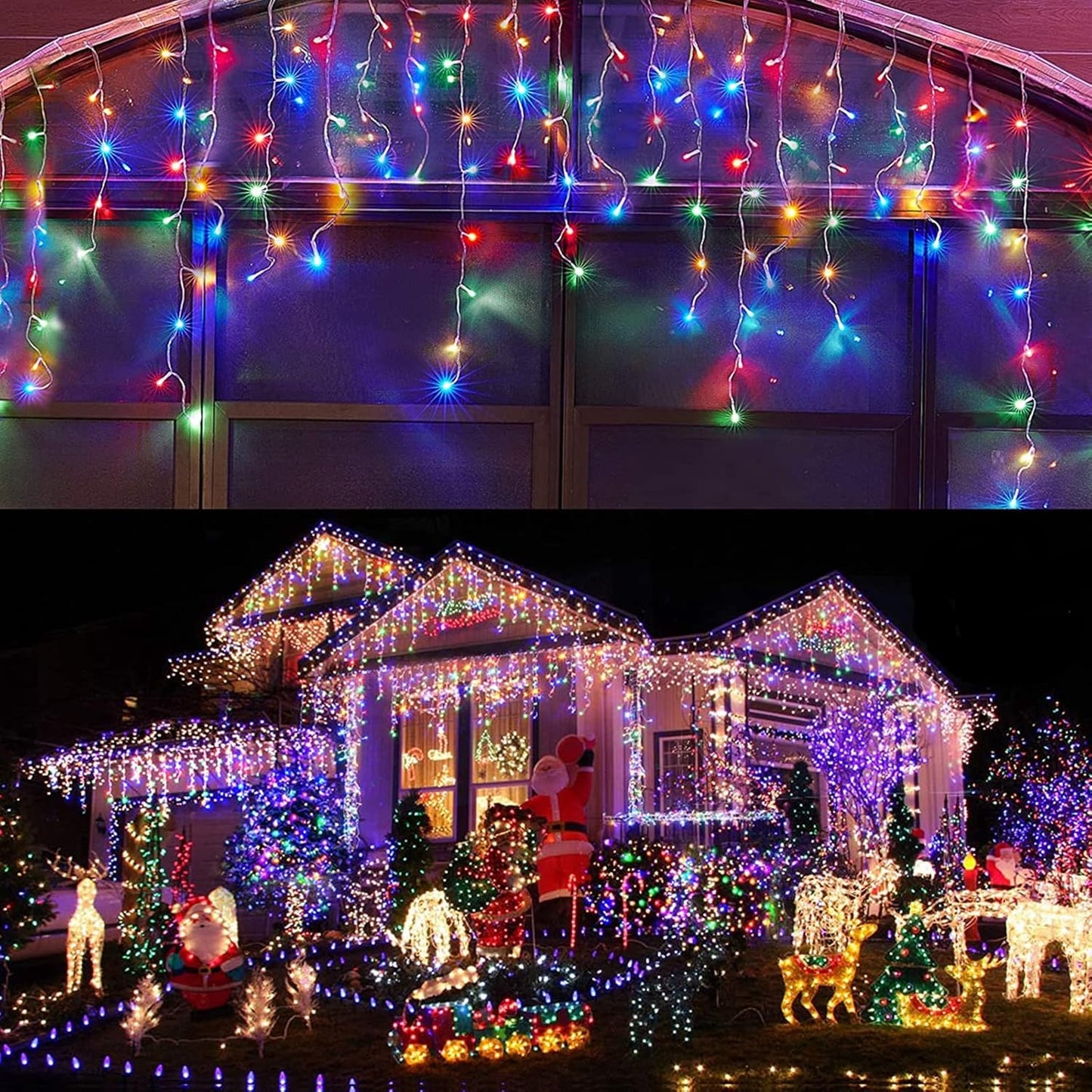 Led Christmas Lights Outdoor Christmas Decorations Hanging Light 400LED 8 Modes 75 Drops, Waterproof Outdoor Indoor Fairy Christmas Lights for Party, Holiday, Wedding Decorations (CoolWhite)