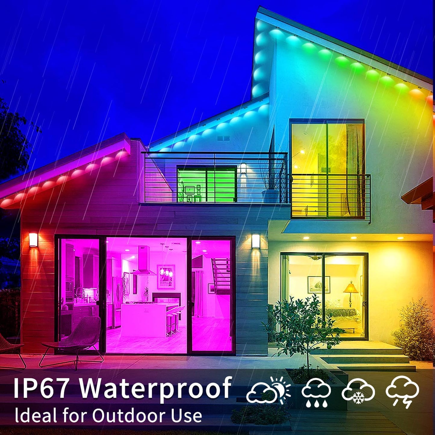 200ft Permanent Outdoor Light,RGB Eaves Lights with App Control Remote,DIY IP67 Waterproof led Lights,Outside Light for House,Halloween,Roof,Garden,Christmas Decorations