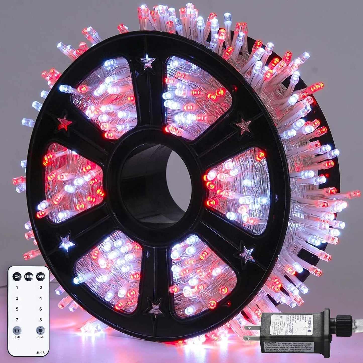JMEXSUSS 163ft 500 LED Warm White Christmas Lights Outdoor, Plug-in Outdoor String Lights for Classroom, Clear Wire 8 Modes Remote Control Christmas Tree Lights for Christmas Bedroom Tree Classroom