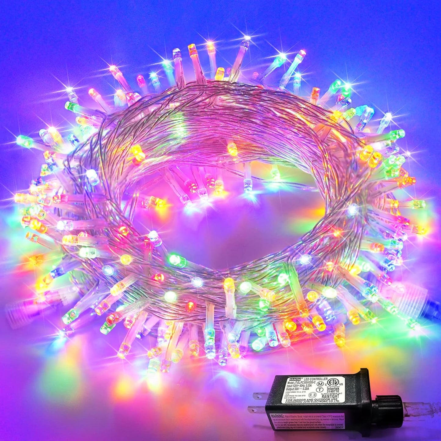 JMEXSUSS 163ft 500 LED Warm White Christmas Lights Outdoor, Plug-in Outdoor String Lights for Classroom, Clear Wire 8 Modes Remote Control Christmas Tree Lights for Christmas Bedroom Tree Classroom