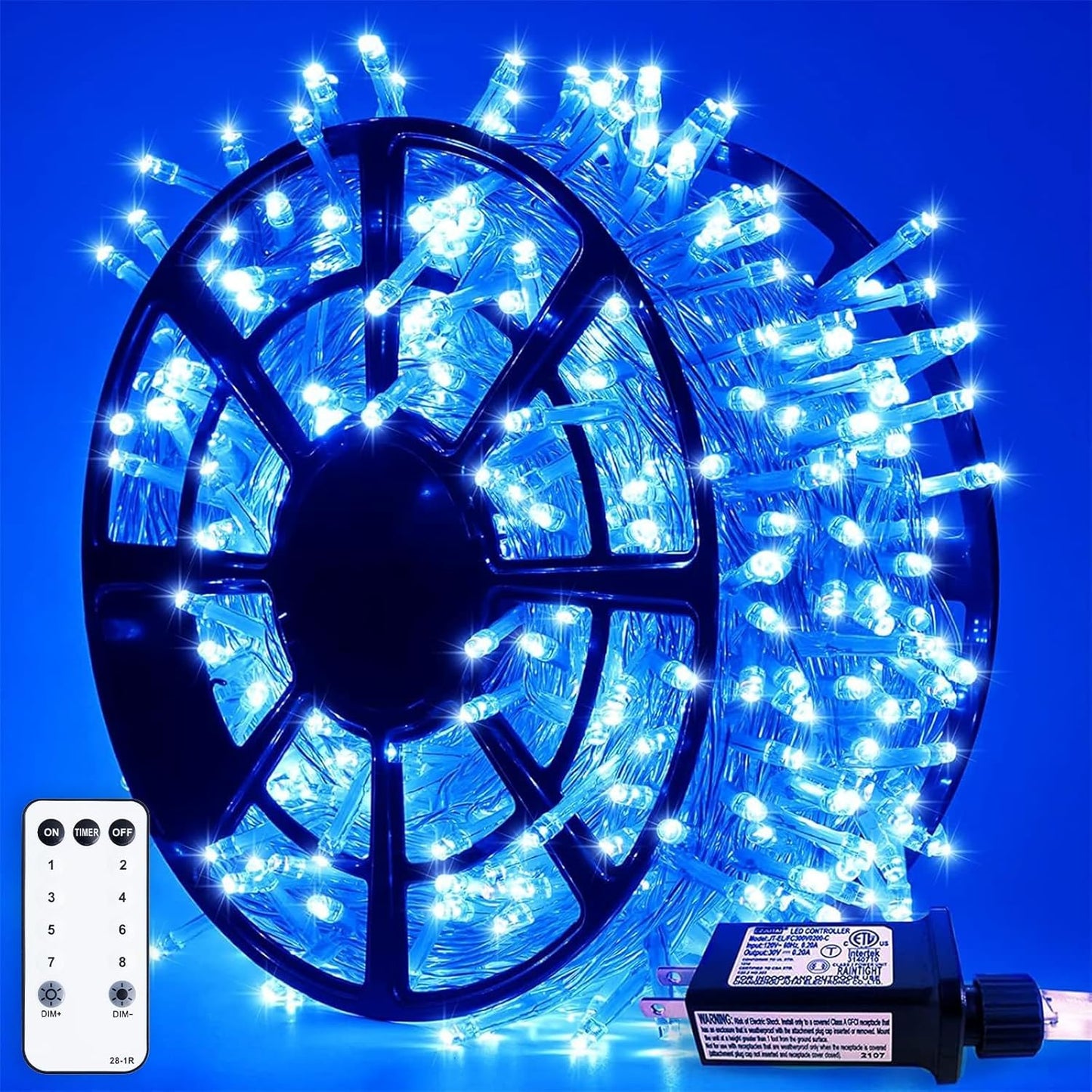 JMEXSUSS 163ft 500 LED Warm White Christmas Lights Outdoor, Plug-in Outdoor String Lights for Classroom, Clear Wire 8 Modes Remote Control Christmas Tree Lights for Christmas Bedroom Tree Classroom