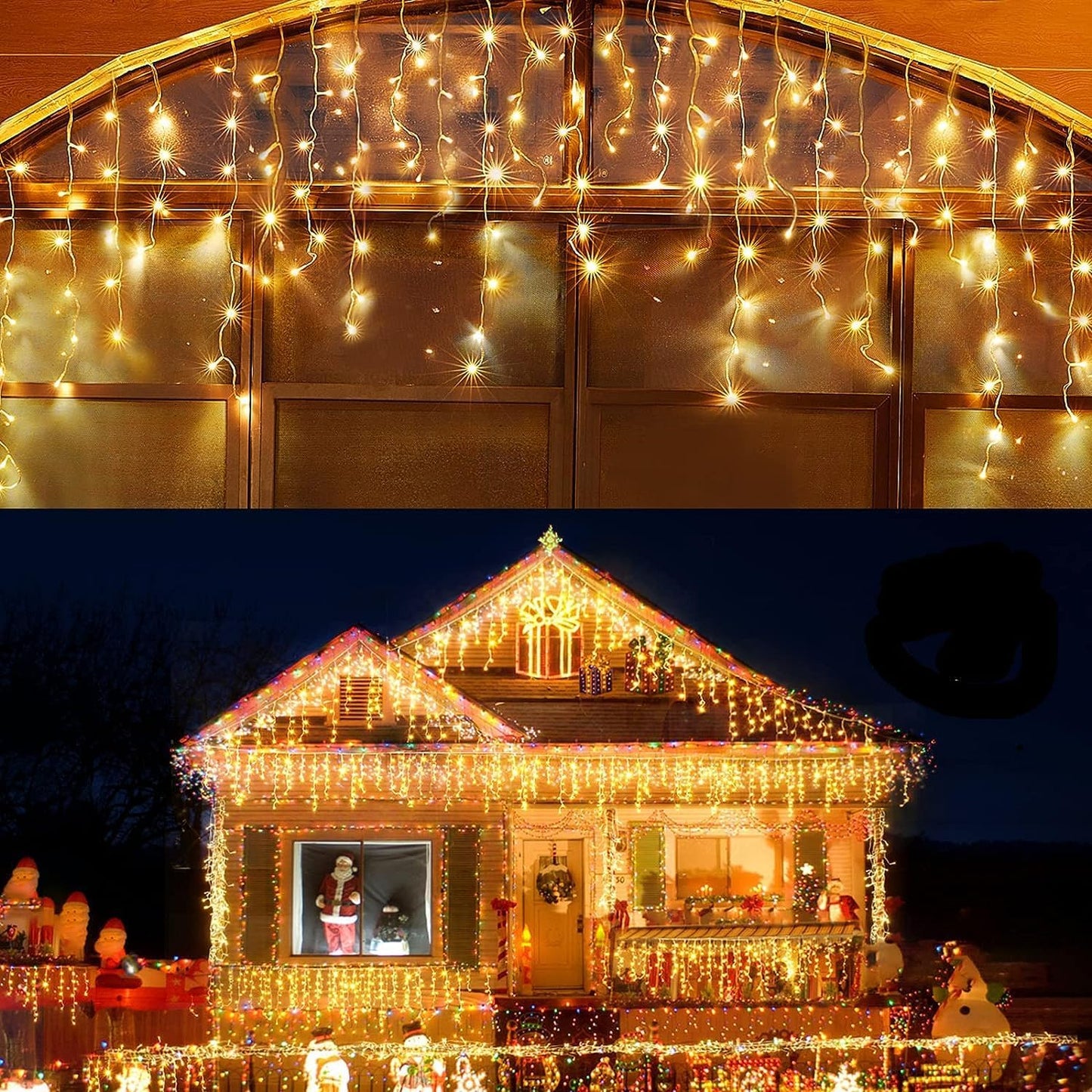 Led Christmas Lights Outdoor Christmas Decorations Hanging Light 400LED 8 Modes 75 Drops, Waterproof Outdoor Indoor Fairy Christmas Lights for Party, Holiday, Wedding Decorations (CoolWhite)