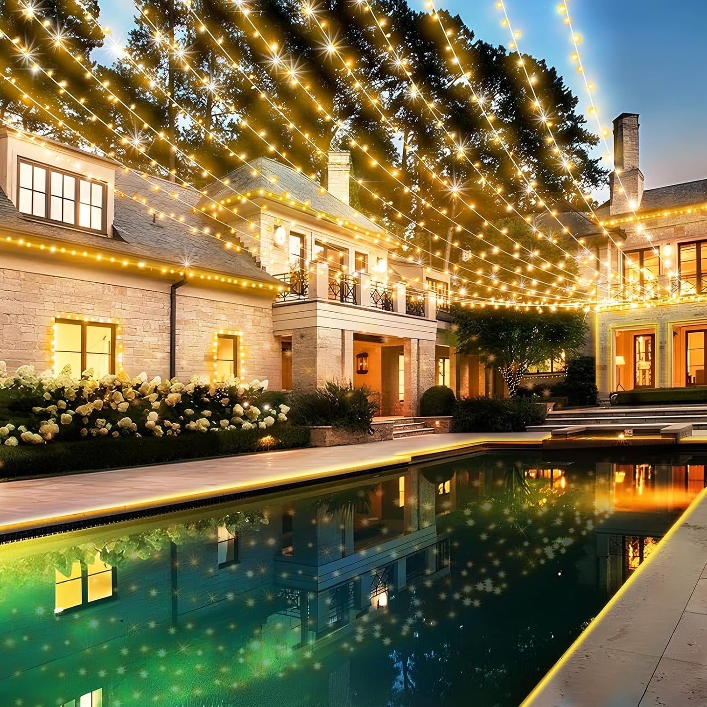 KNONEW 403ft 1000 LED Christmas String Lights Outdoor 8 Modes & Timer Fairy Light Plug in Waterproof LED String Lights for Xmas Yard Tree Wedding Party Holiday Decorations (Warm White)