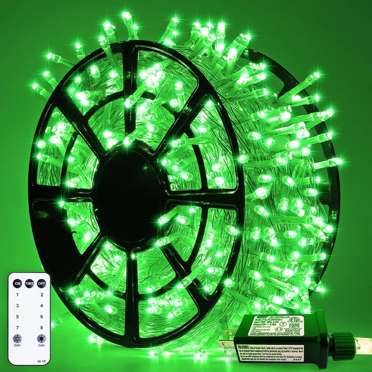 JMEXSUSS 163ft 500 LED Warm White Christmas Lights Outdoor, Plug-in Outdoor String Lights for Classroom, Clear Wire 8 Modes Remote Control Christmas Tree Lights for Christmas Bedroom Tree Classroom