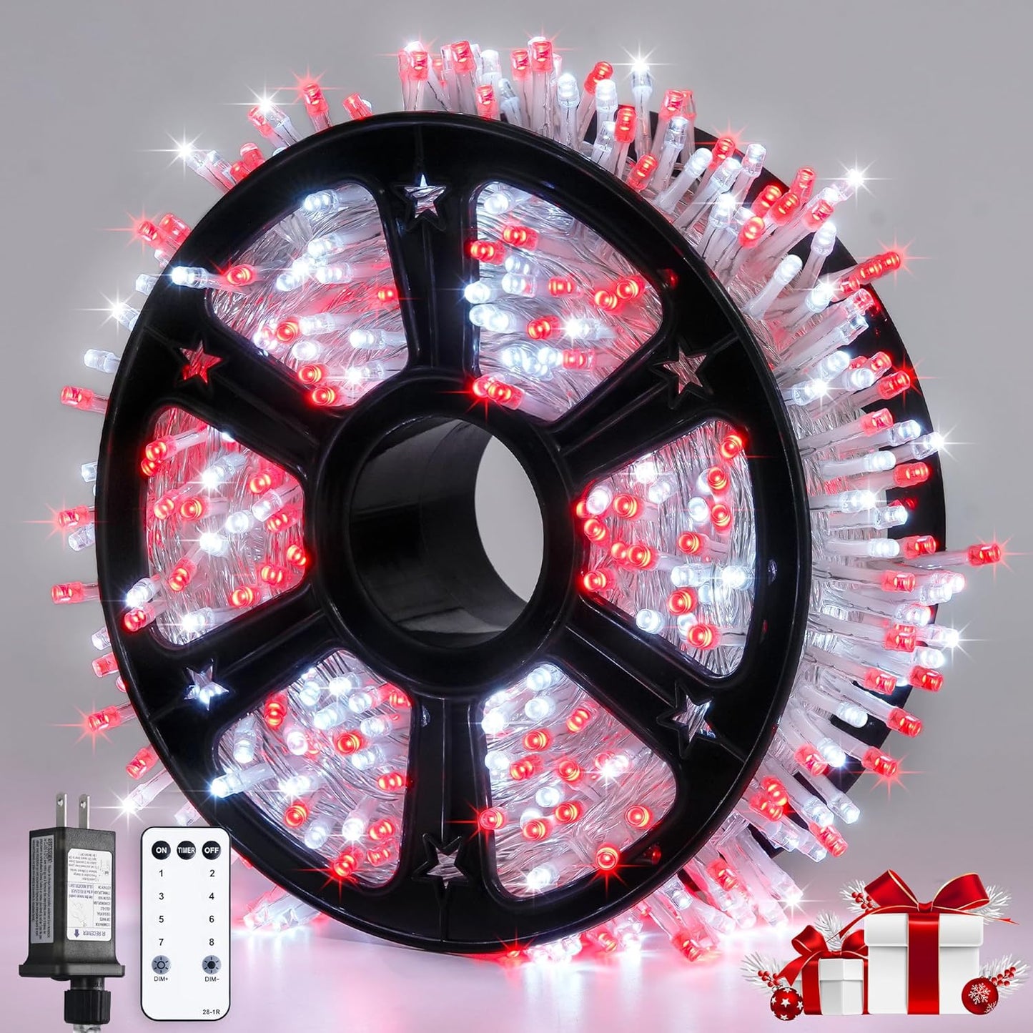 JMEXSUSS 168FT 600 LED Christmas Lights Outdoor Waterproof 8 Modes Indoor String Lights for Outside Warm White Christmas Tree Lights Plug in for Bedroom Wedding Party Holiday Classroom Decorations