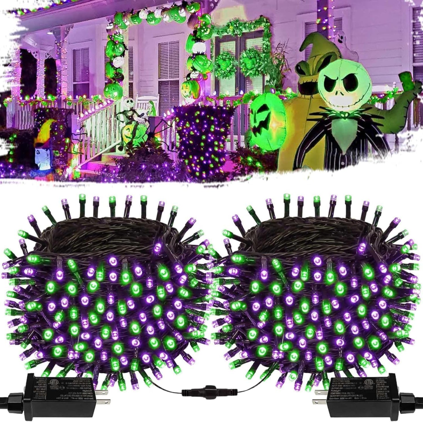 2-Pack Connectable 164FT 400LED Outdoor String Lights Waterproof, Twinkle Lights with 8 Modes, Christmas String Lights Green Wire for Holiday Party Christmas Decorations, Warm White