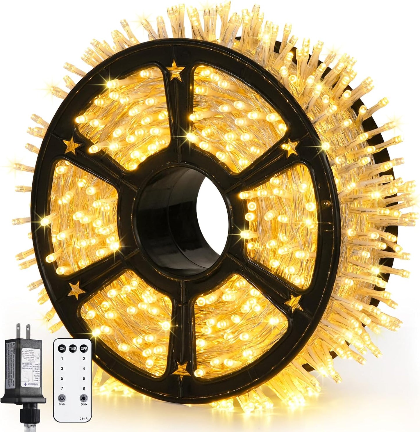 JMEXSUSS 168FT 600 LED Christmas Lights Outdoor Waterproof 8 Modes Indoor String Lights for Outside Warm White Christmas Tree Lights Plug in for Bedroom Wedding Party Holiday Classroom Decorations