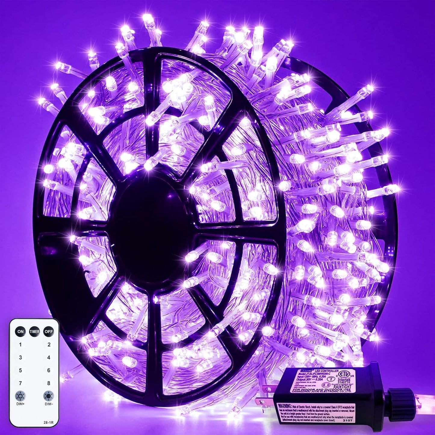 JMEXSUSS 163ft 500 LED Warm White Christmas Lights Outdoor, Plug-in Outdoor String Lights for Classroom, Clear Wire 8 Modes Remote Control Christmas Tree Lights for Christmas Bedroom Tree Classroom