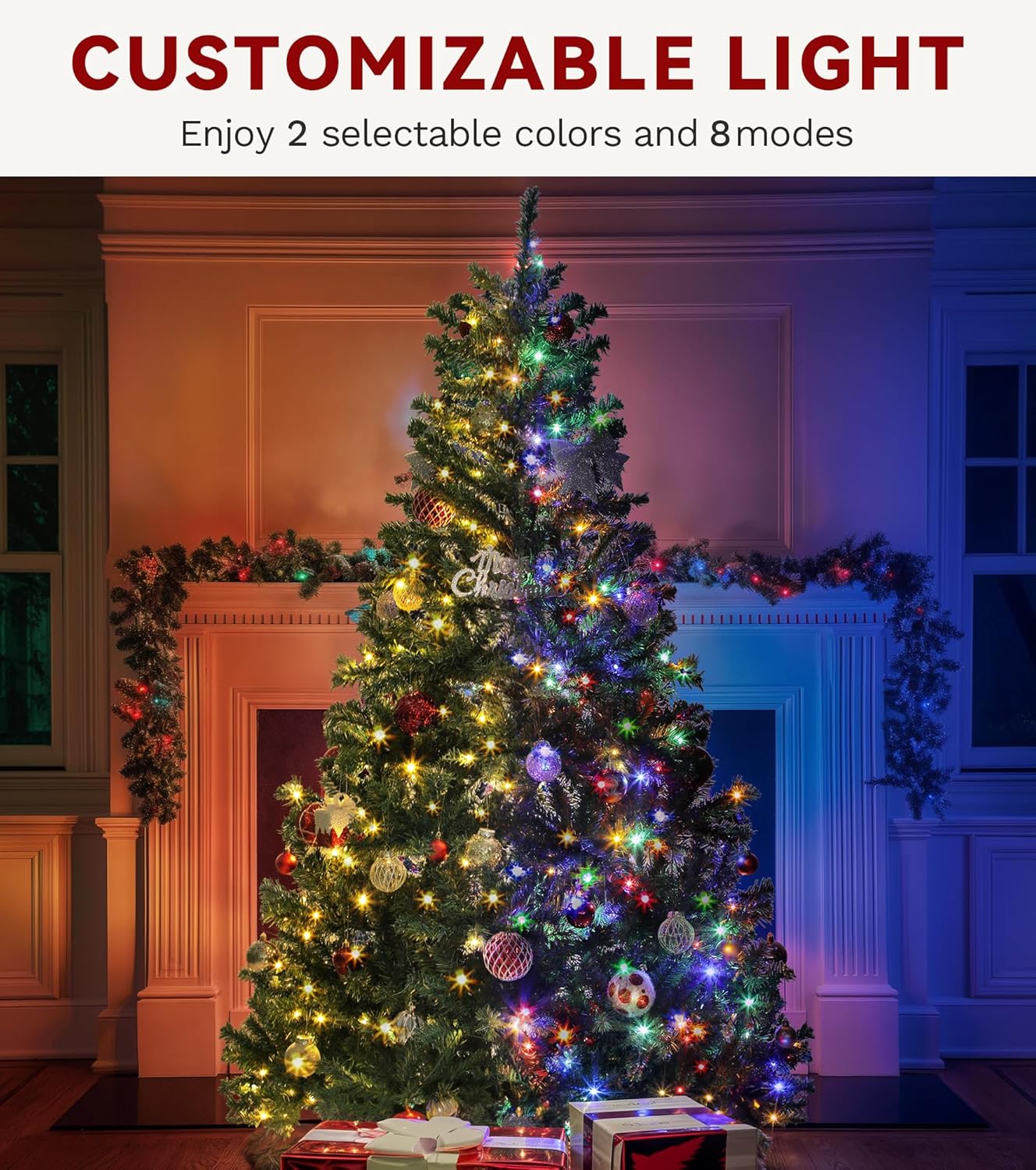 DWVO 6ft Pre-lit Artificial Christmas Tree, Spruce Prelit Christmas Trees for Home, Office, Party with 1000 Thickened Branch Tips & 250 UL Listed Lights Green, Automatic Branches with Remote Control
