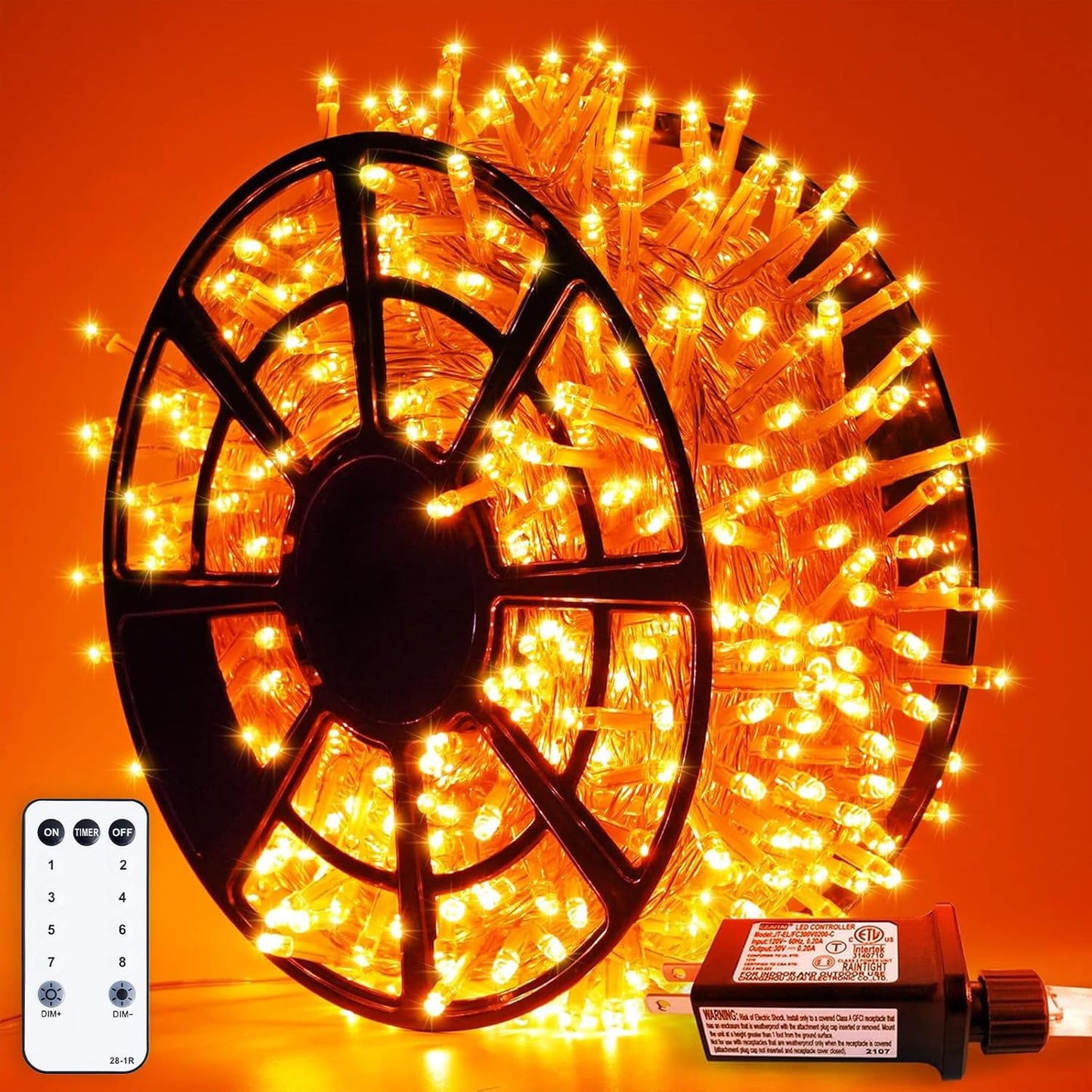 JMEXSUSS 163ft 500 LED Warm White Christmas Lights Outdoor, Plug-in Outdoor String Lights for Classroom, Clear Wire 8 Modes Remote Control Christmas Tree Lights for Christmas Bedroom Tree Classroom