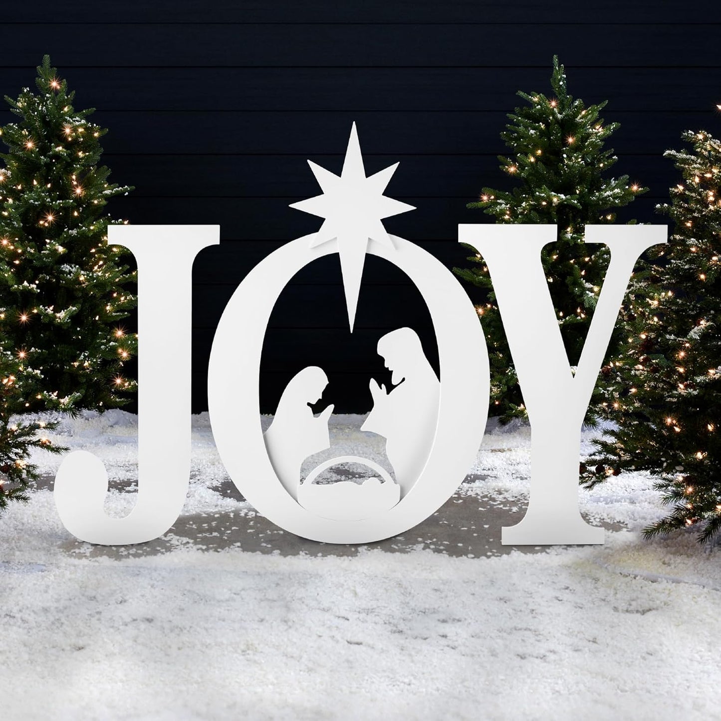 Best Choice Products 46in Outdoor JOY Christmas Nativity Decoration, 3 Piece Yard Decor Sign Holy Weather Resistant PVC Silhouette for Garden - Red/White
