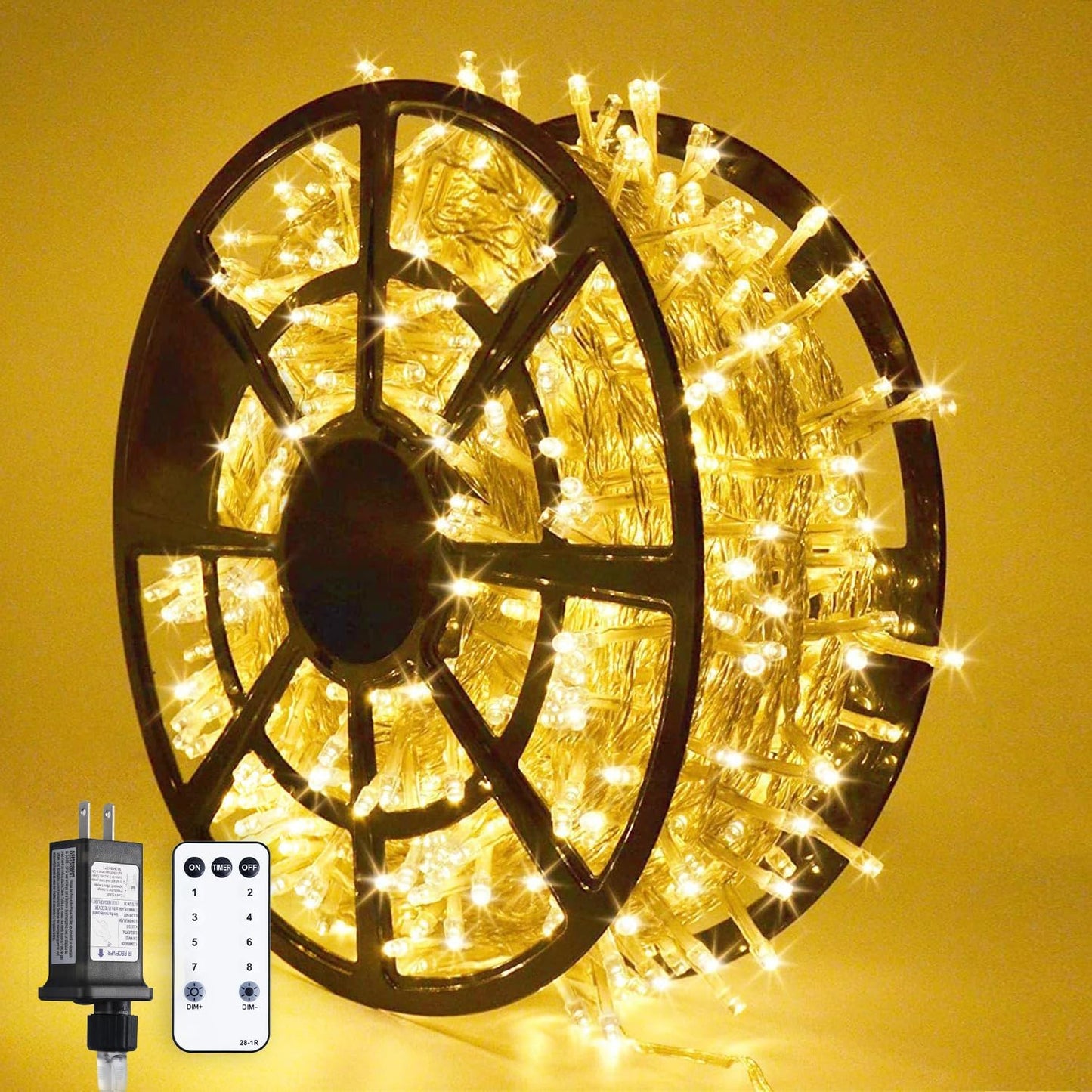 JMEXSUSS 168FT 600 LED Christmas Lights Outdoor Waterproof 8 Modes Indoor String Lights for Outside Warm White Christmas Tree Lights Plug in for Bedroom Wedding Party Holiday Classroom Decorations