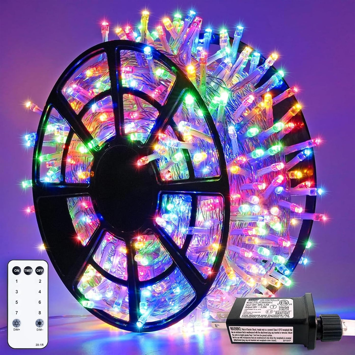 JMEXSUSS 163ft 500 LED Warm White Christmas Lights Outdoor, Plug-in Outdoor String Lights for Classroom, Clear Wire 8 Modes Remote Control Christmas Tree Lights for Christmas Bedroom Tree Classroom