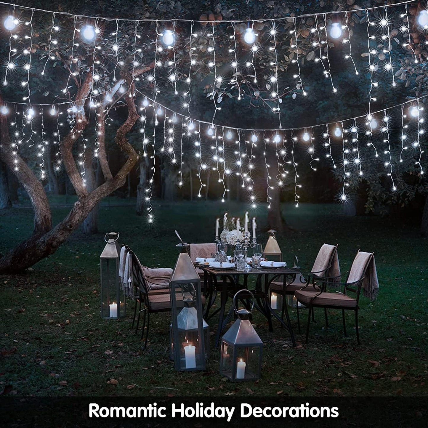 Led Christmas Lights Outdoor Christmas Decorations Hanging Light 400LED 8 Modes 75 Drops, Waterproof Outdoor Indoor Fairy Christmas Lights for Party, Holiday, Wedding Decorations (CoolWhite)