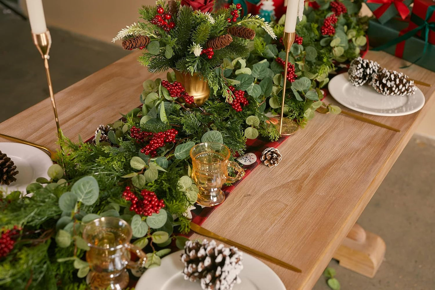 6.3FT Christmas 144 Branch Tips Cedar Garlands, Anna's Whimsy Artificial Pine Cypress Greenery Garland, Decorations Holiday Indoor Outdoor Christmas Decor Winter Garland
