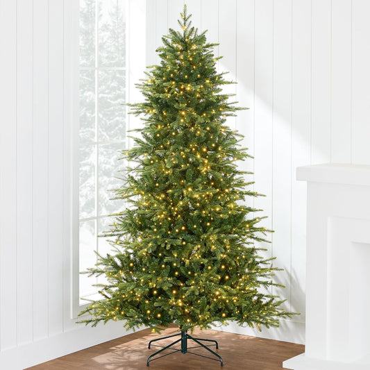 Best Choice Products Full Aspen Christmas Tree, 9ft Pre-lit Noble Fir w/ 2,000 Super Bright Twinkling Micro LED Lights, 2-in-1 White & Multicolor