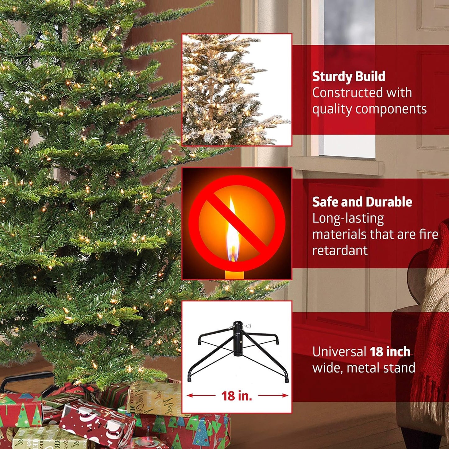 Puleo International 6.5 Foot Pre-Lit Aspen Fir Artificial Christmas Tree with 500 UL Listed Clear Lights, Green