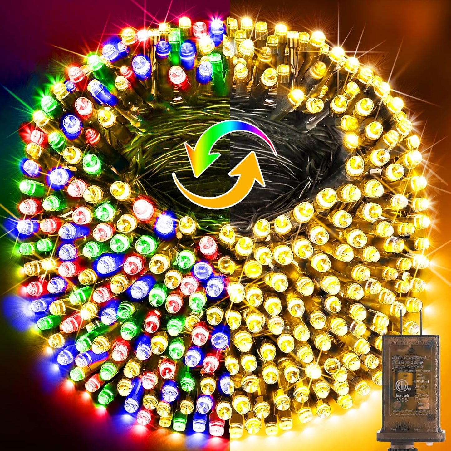 KNONEW 403ft 1000 LED Christmas String Lights Outdoor 8 Modes & Timer Fairy Light Plug in Waterproof LED String Lights for Xmas Yard Tree Wedding Party Holiday Decorations (Warm White)