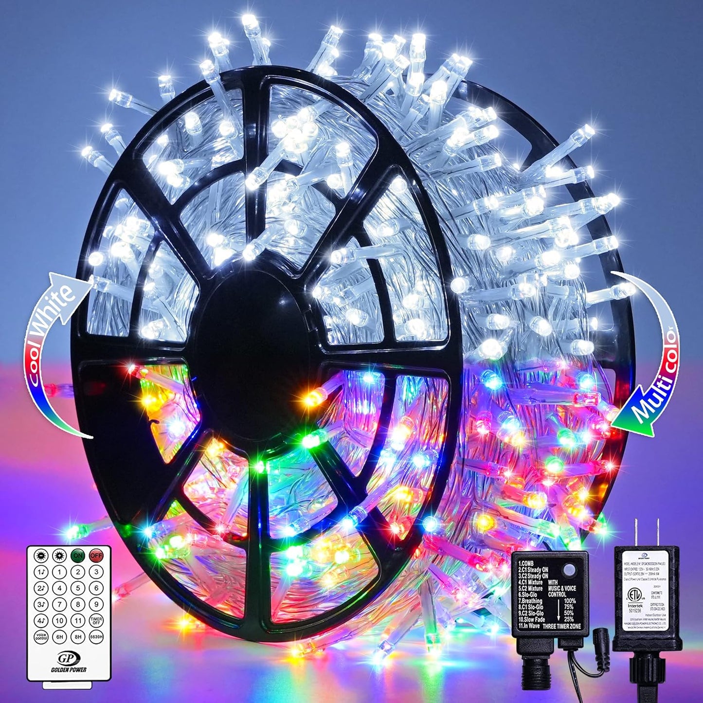 JMEXSUSS 163ft 500 LED Warm White Christmas Lights Outdoor, Plug-in Outdoor String Lights for Classroom, Clear Wire 8 Modes Remote Control Christmas Tree Lights for Christmas Bedroom Tree Classroom