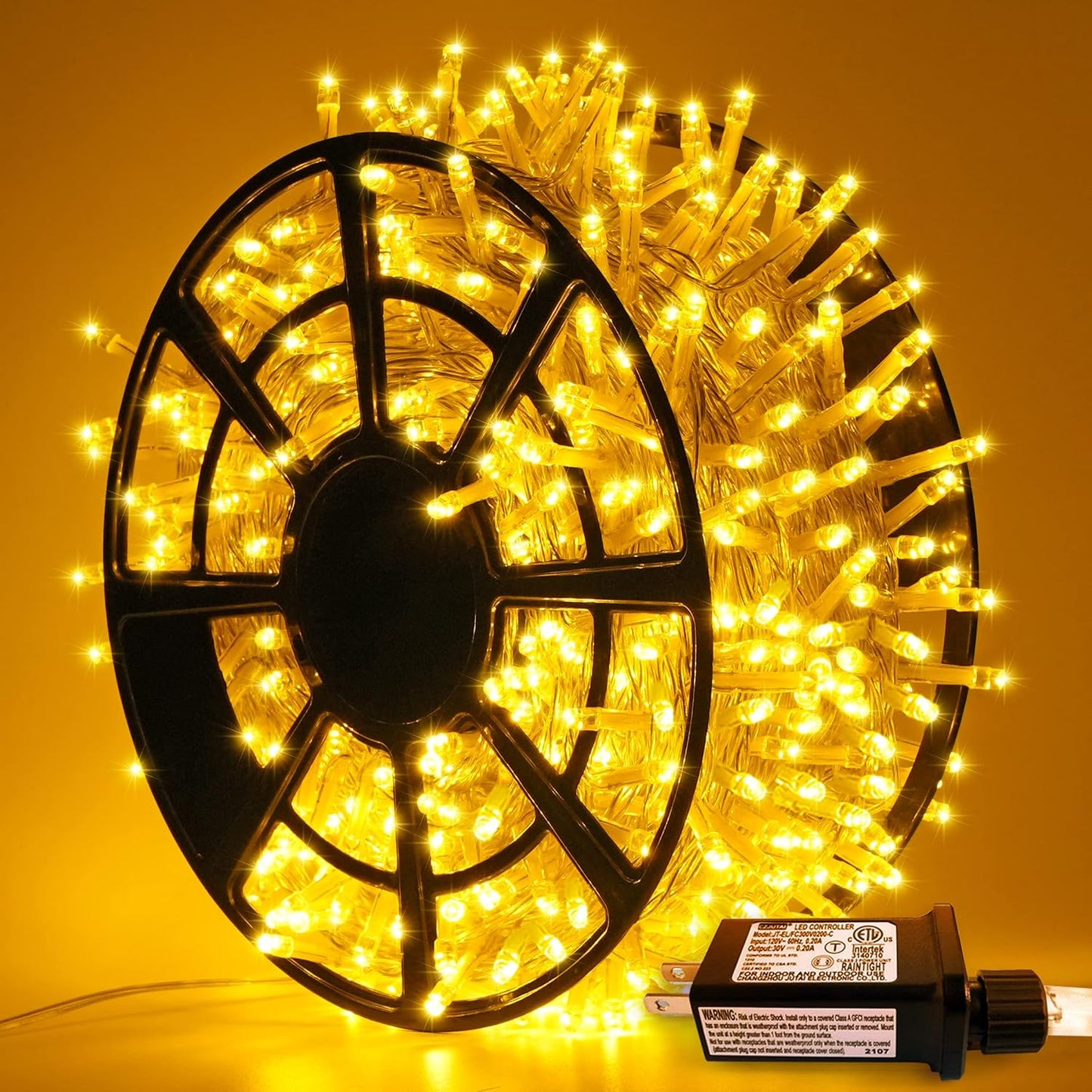 JMEXSUSS 163ft 500 LED Warm White Christmas Lights Outdoor, Plug-in Outdoor String Lights for Classroom, Clear Wire 8 Modes Remote Control Christmas Tree Lights for Christmas Bedroom Tree Classroom