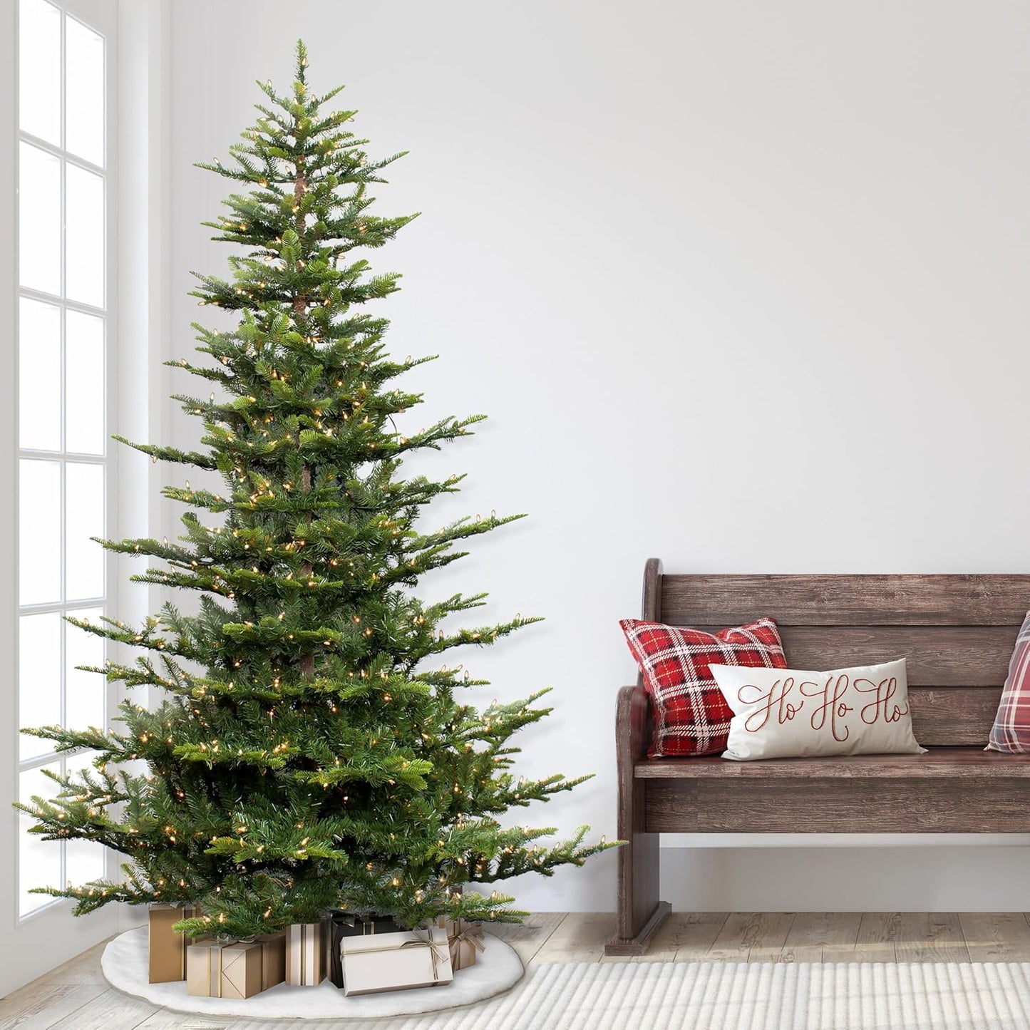 Puleo International 6.5 Foot Pre-Lit Aspen Fir Artificial Christmas Tree with 500 UL Listed Clear Lights, Green